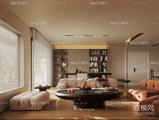 现代客厅效果图下载（渲染图1）