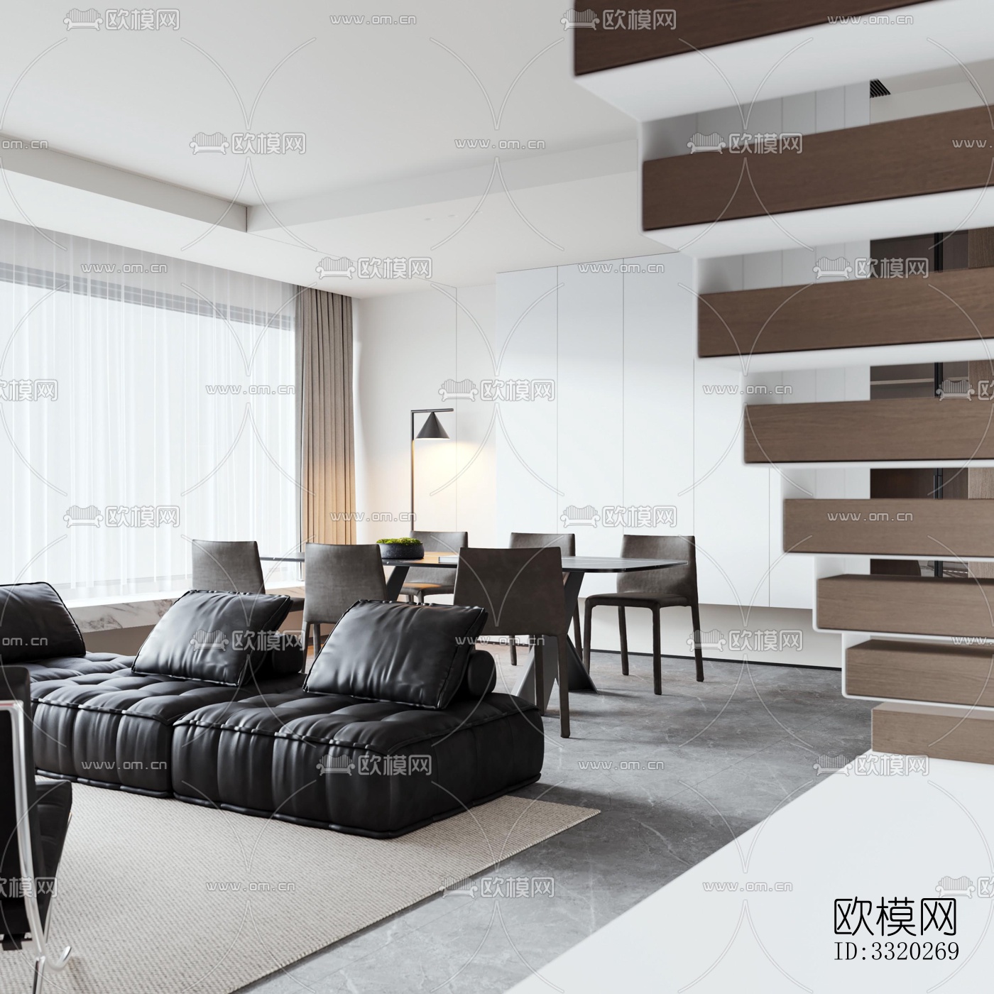 现代客厅效果图下载（渲染图9）