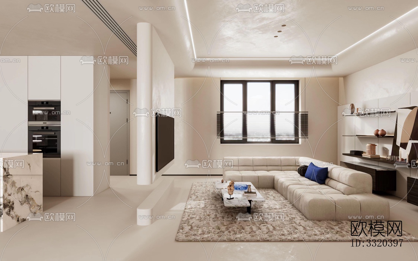 现代客厅效果图下载（渲染图1）