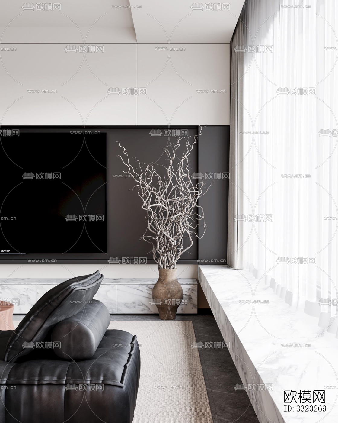 现代客厅效果图下载（渲染图4）