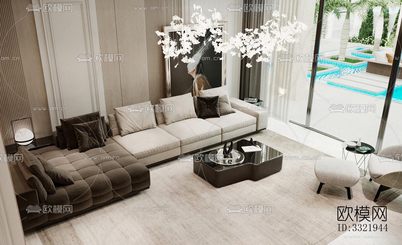 现代客厅效果图下载（渲染图9）