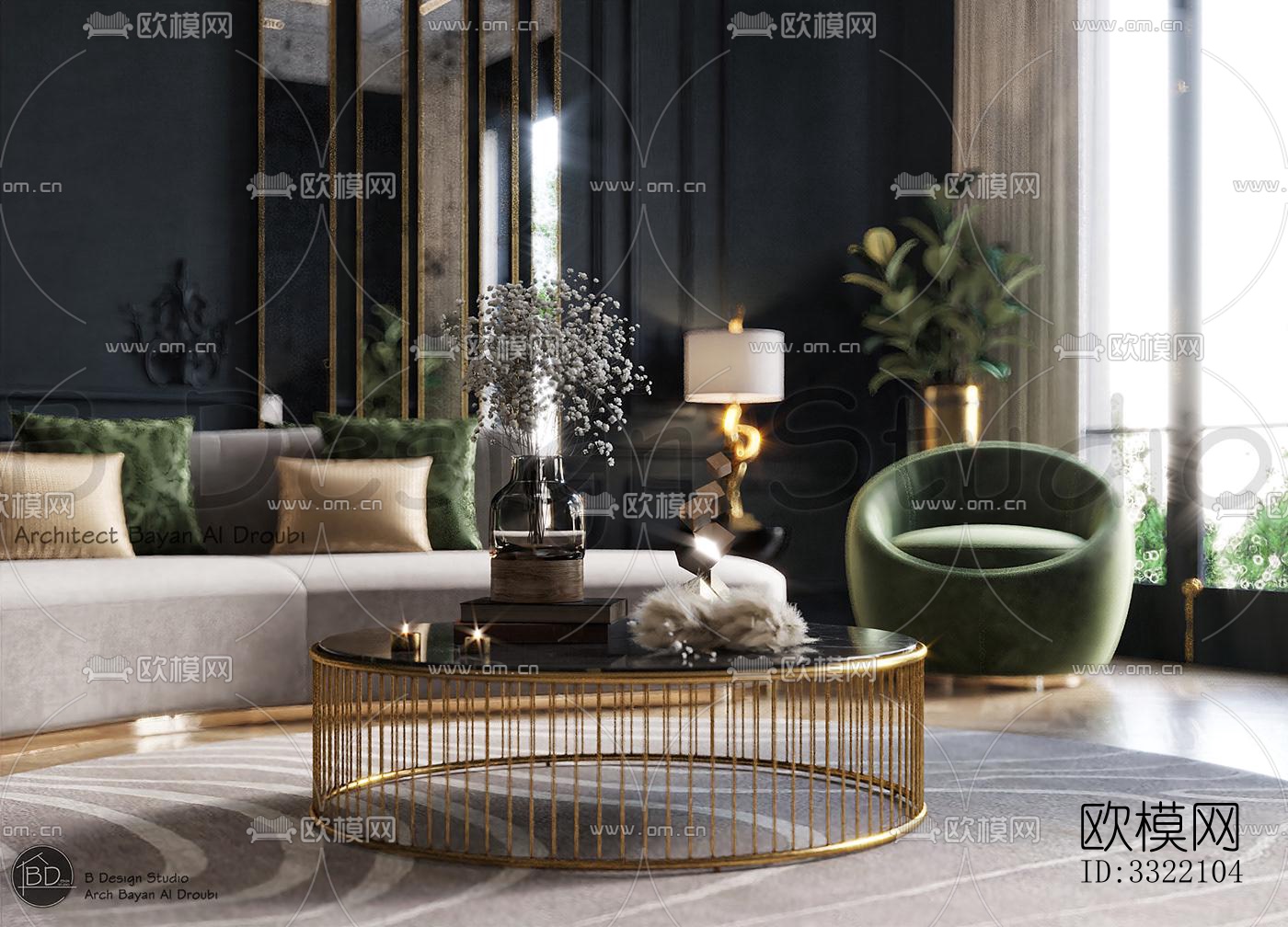 现代客厅效果图下载（渲染图8）