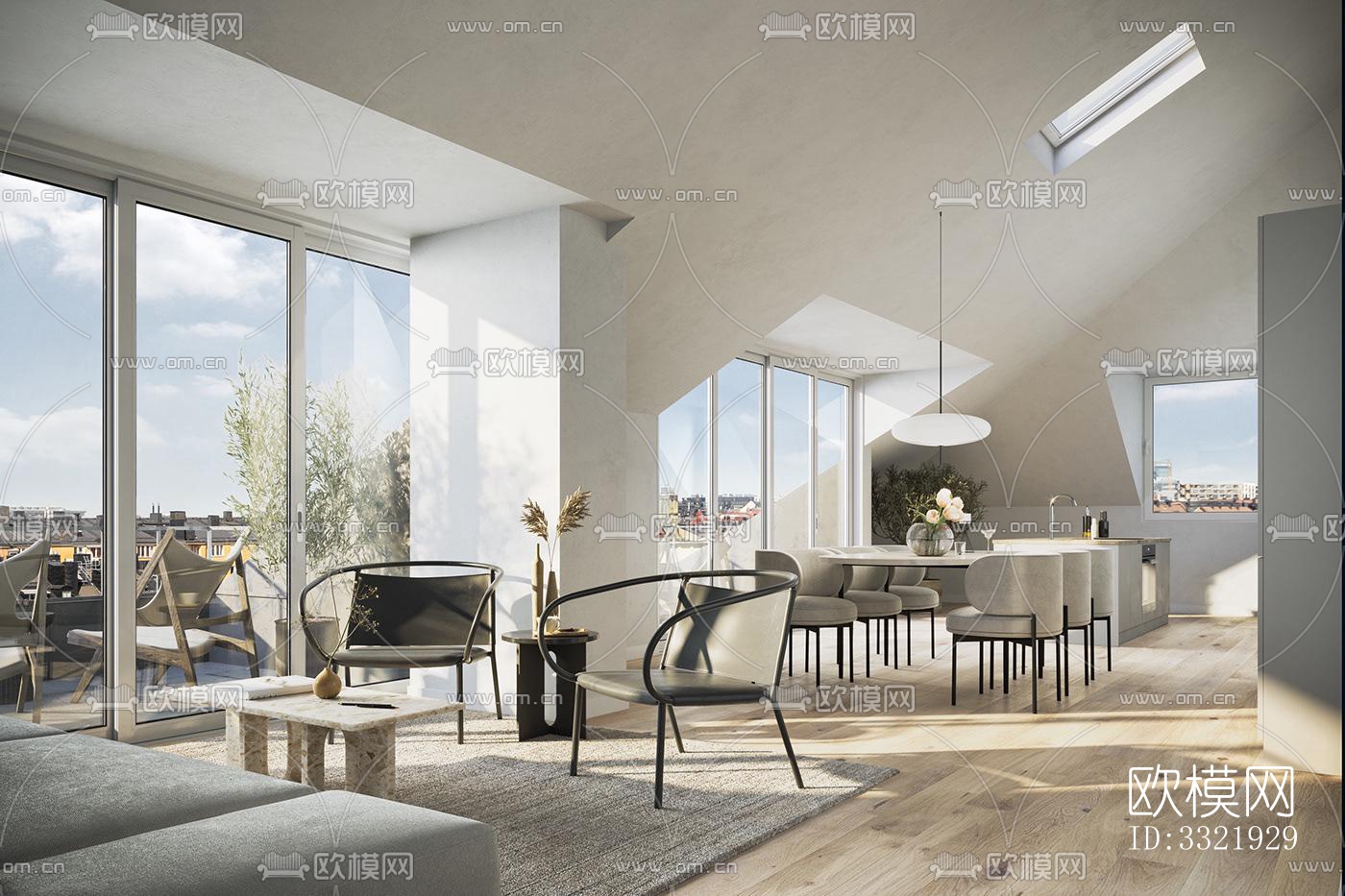 现代客厅效果图下载（渲染图3）