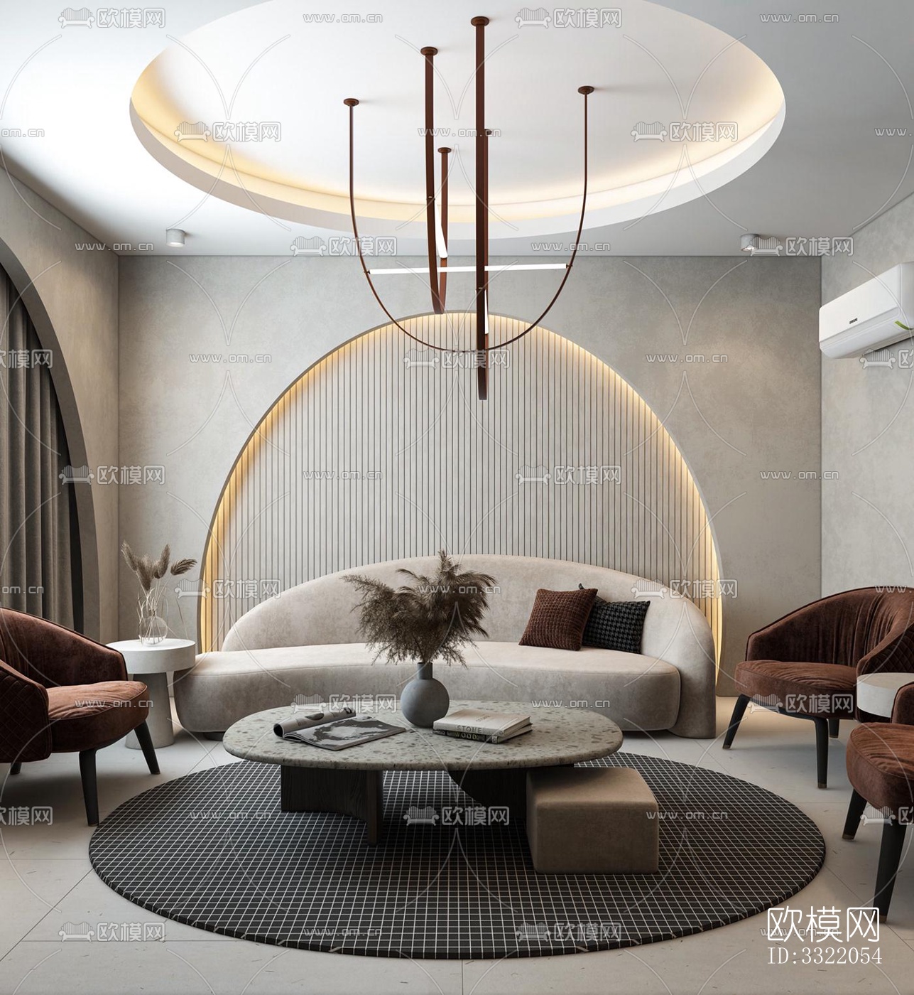 现代客厅效果图下载（渲染图2）