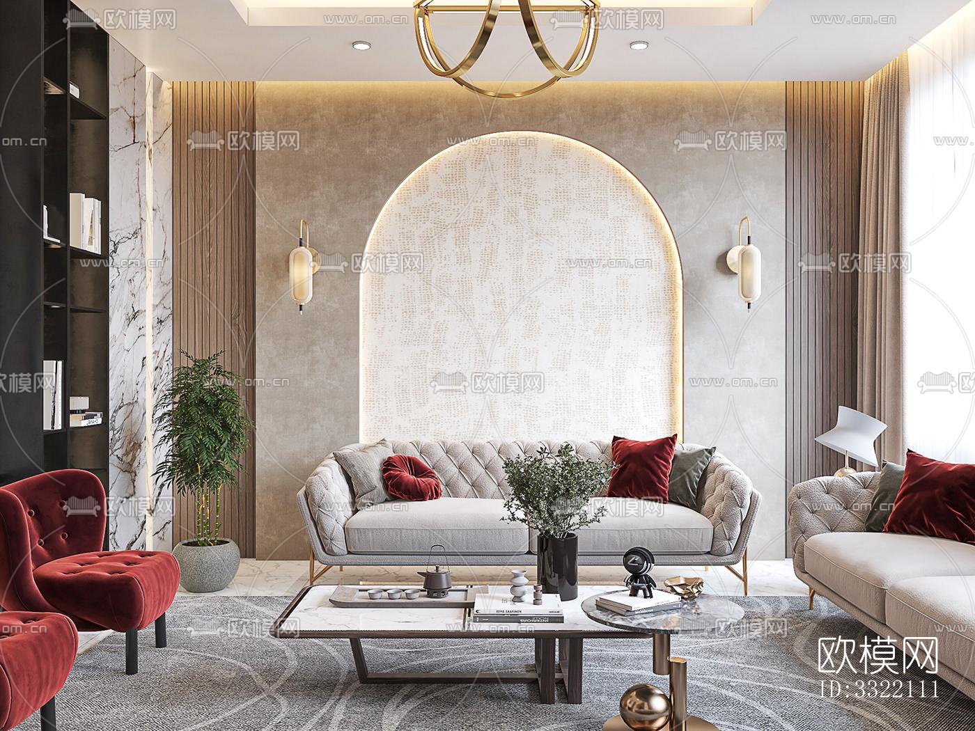 现代客厅效果图下载（渲染图2）