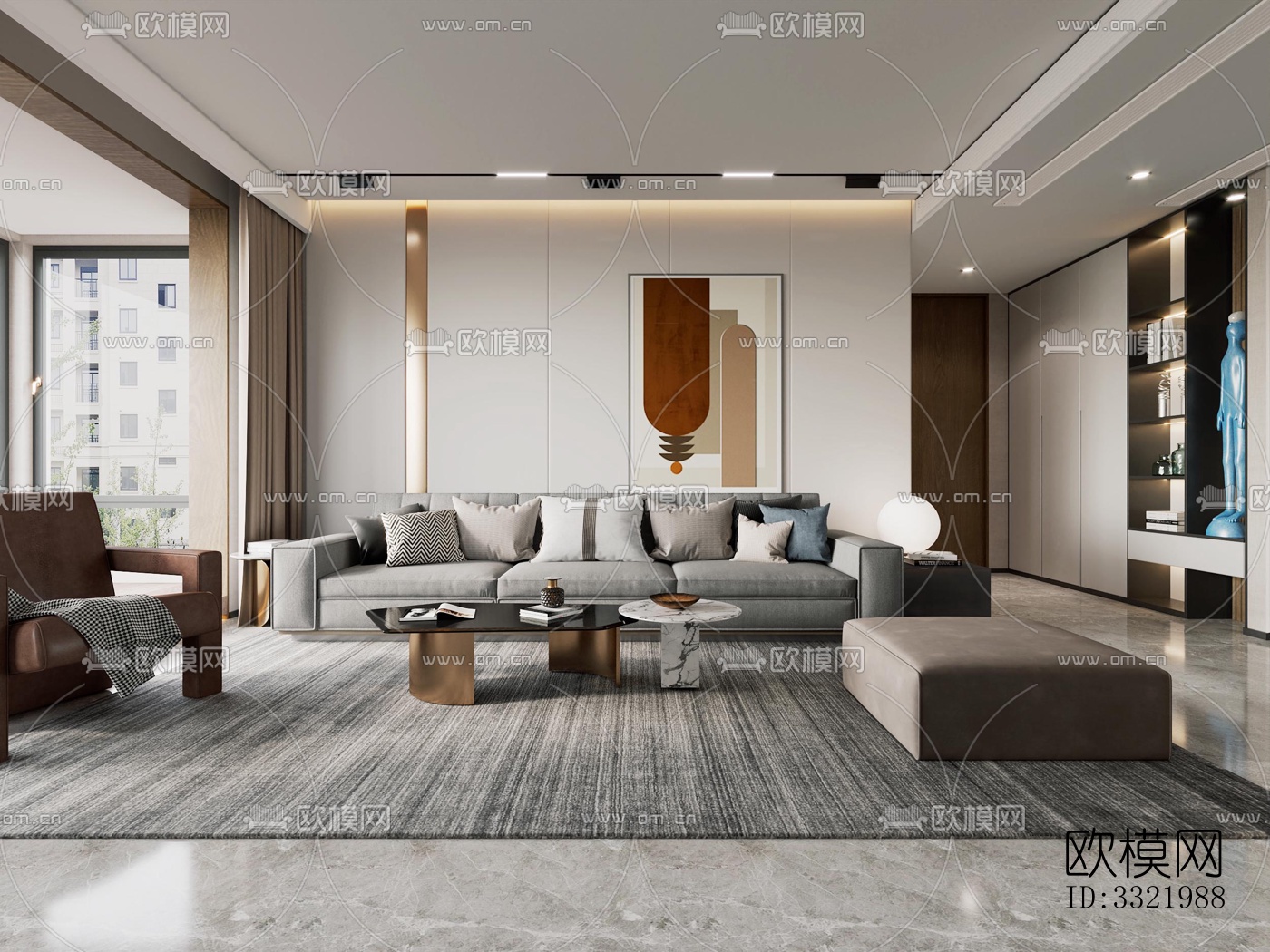 现代客厅效果图下载（渲染图6）