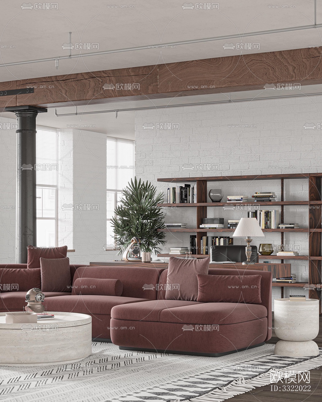 现代客厅效果图下载（渲染图3）