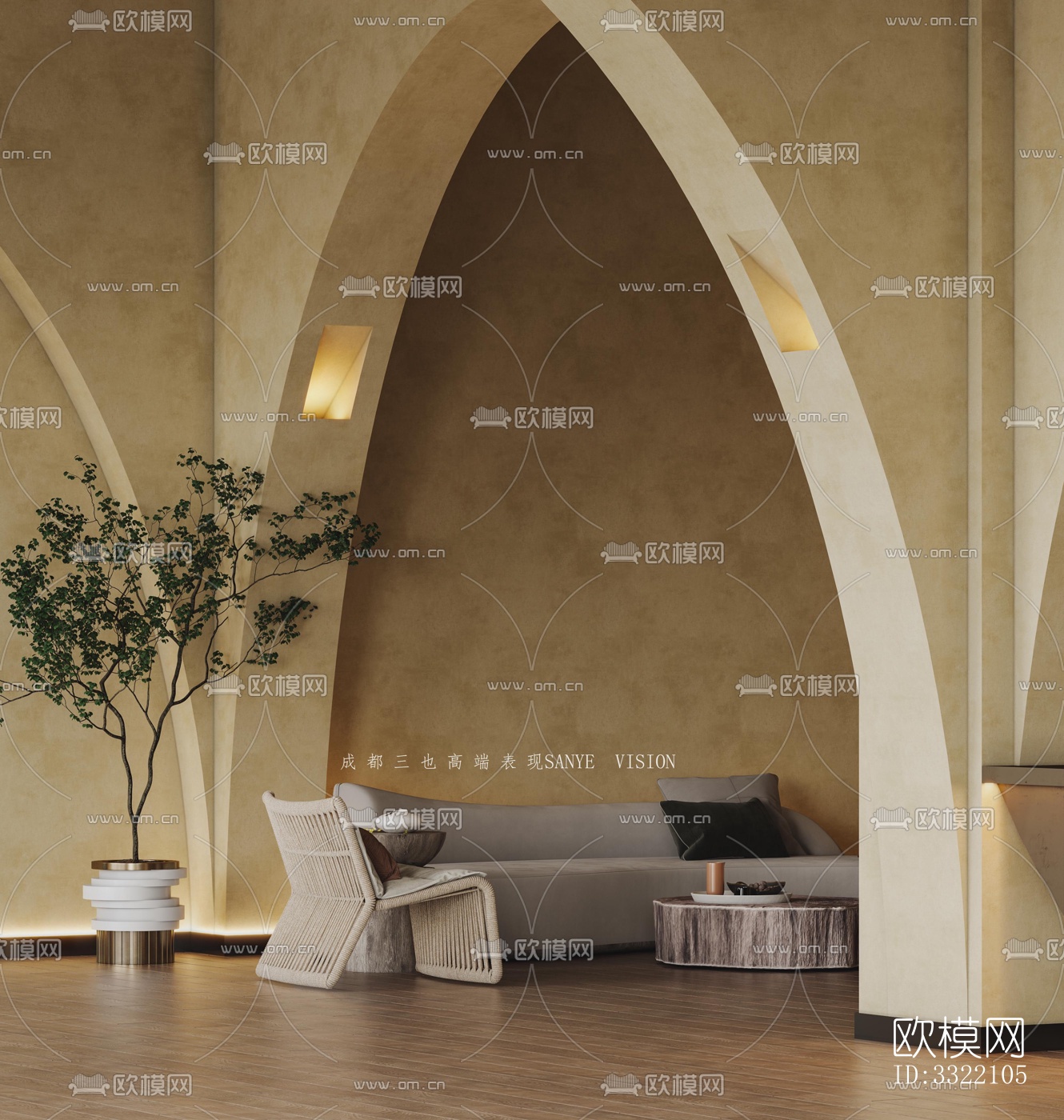 现代客厅效果图下载（渲染图3）