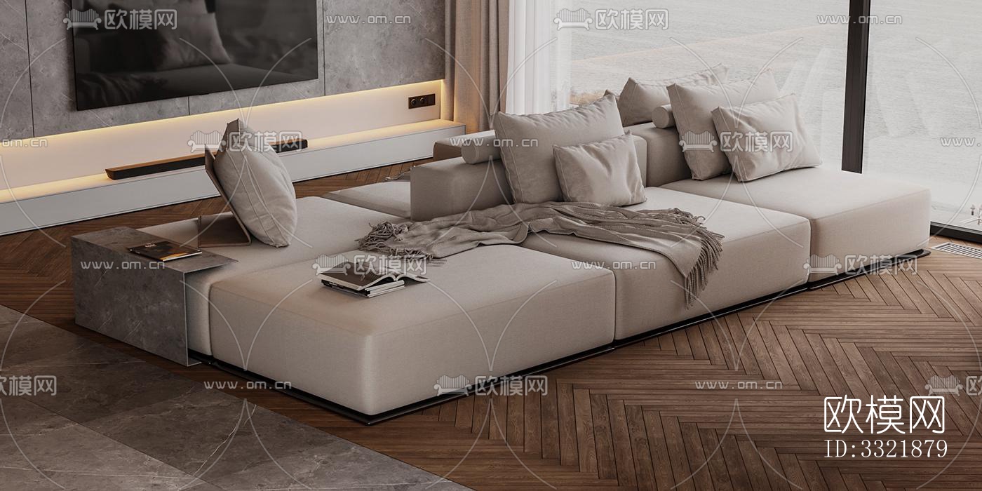 现代客厅效果图下载（渲染图5）