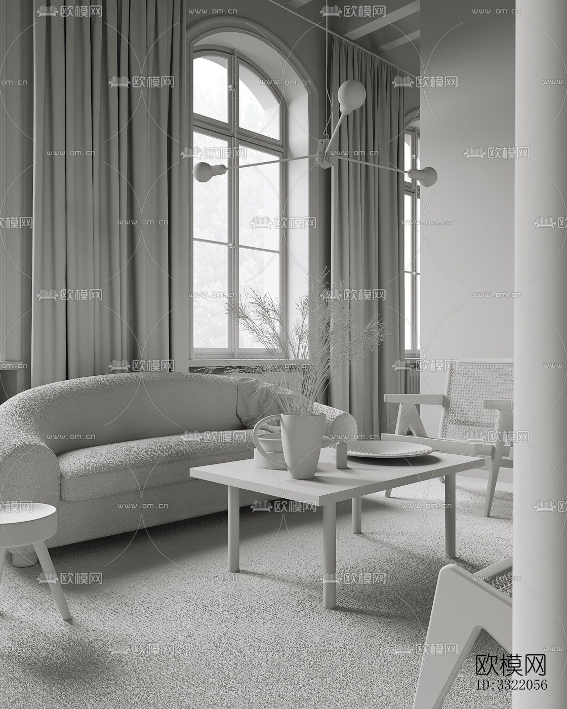 现代客厅效果图下载（渲染图2）