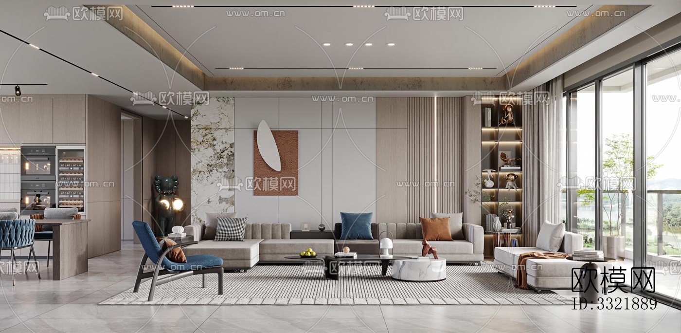 现代客厅效果图下载（渲染图11）