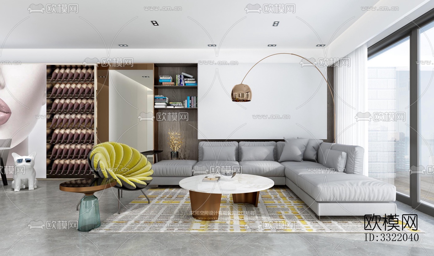 现代客厅效果图下载（渲染图5）