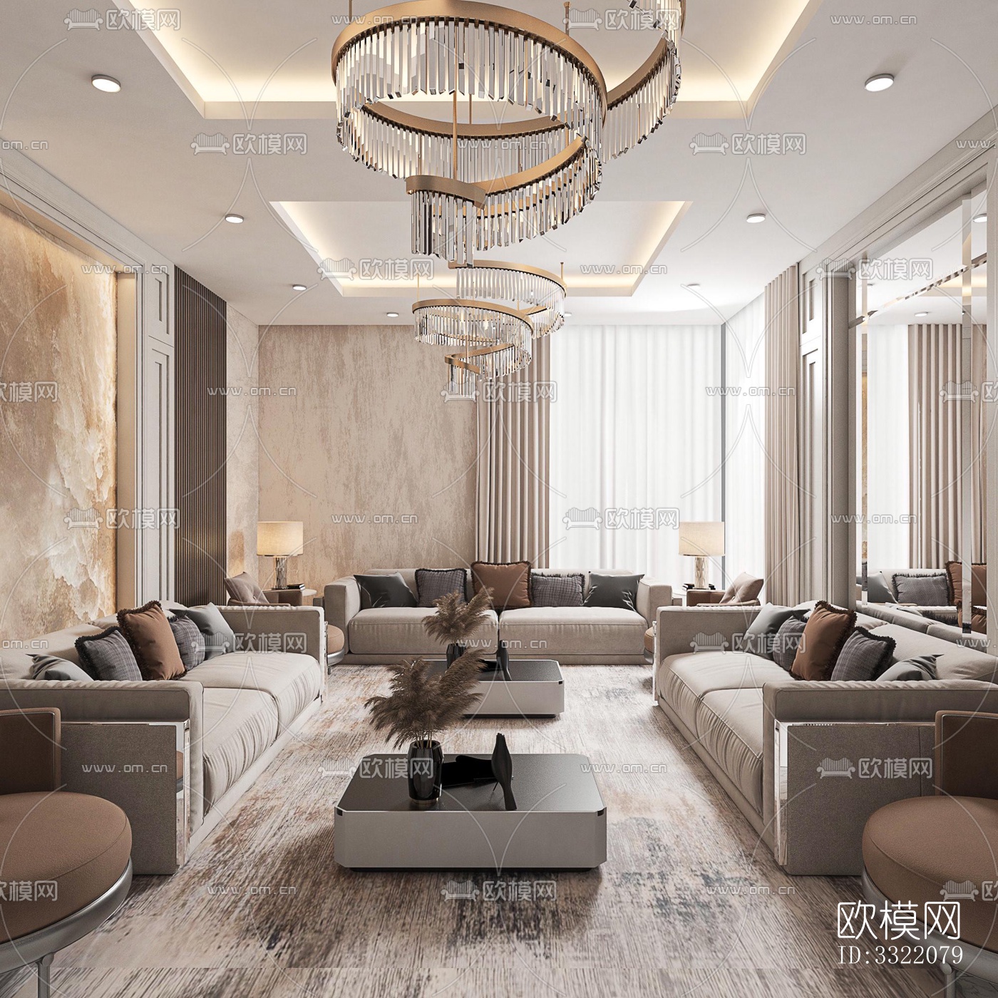 现代客厅效果图下载（渲染图1）