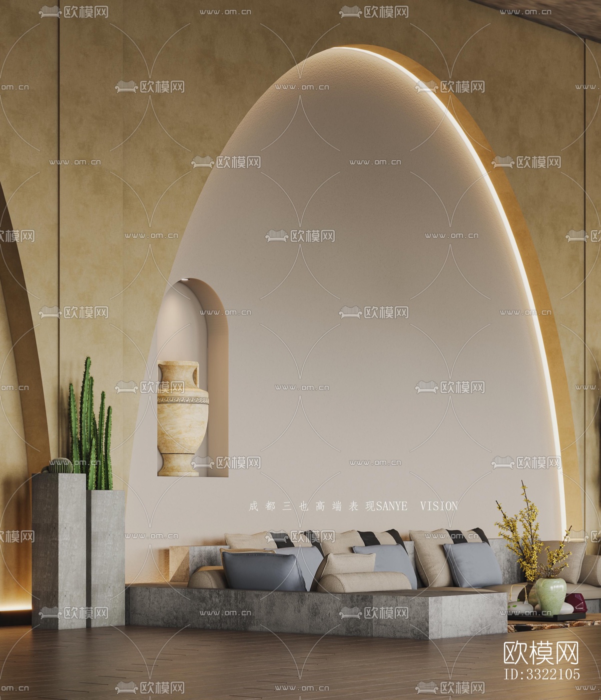 现代客厅效果图下载（渲染图4）