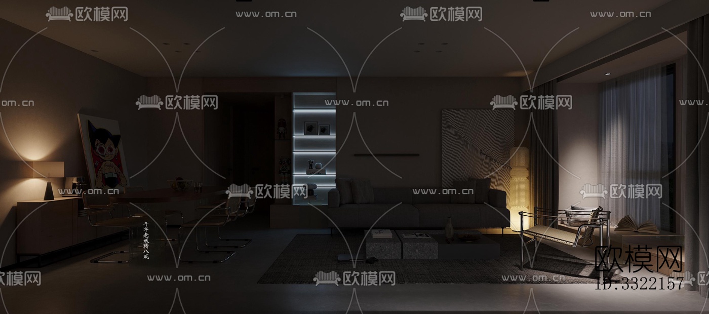 现代客厅效果图下载（渲染图6）