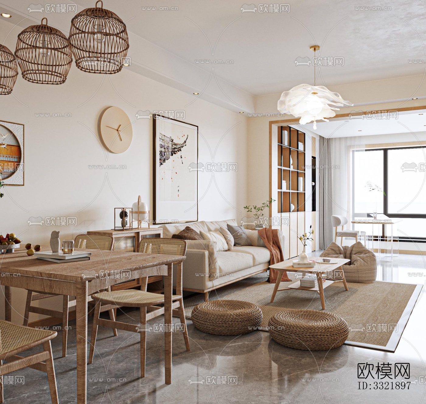 现代客厅效果图下载（渲染图4）