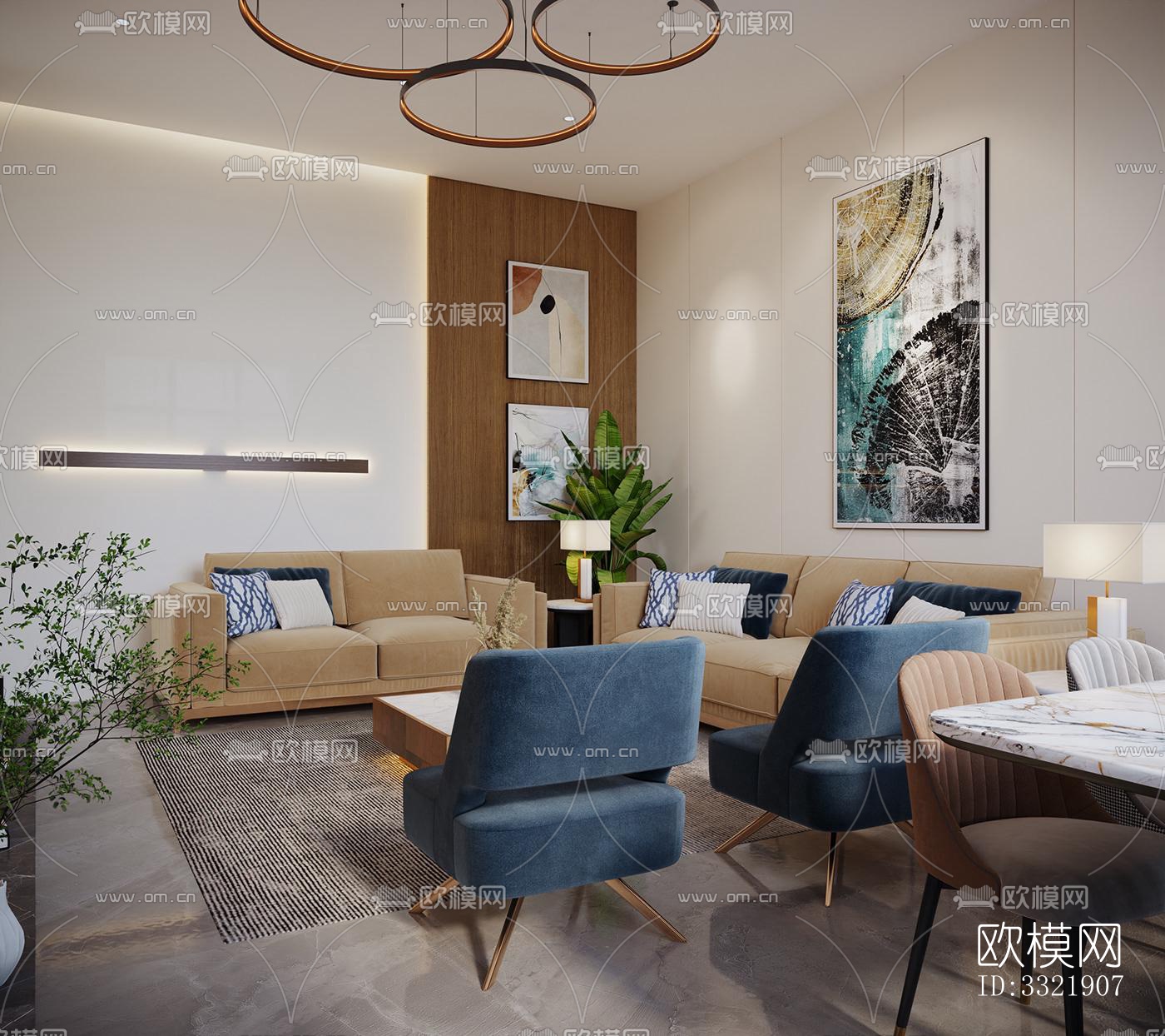 现代客厅效果图下载（渲染图3）