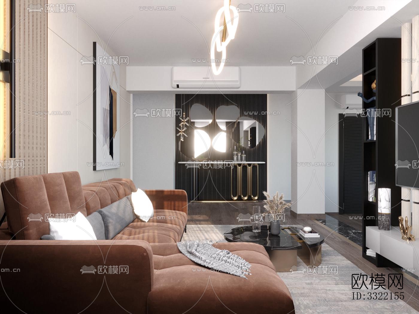 现代客厅效果图下载（渲染图8）