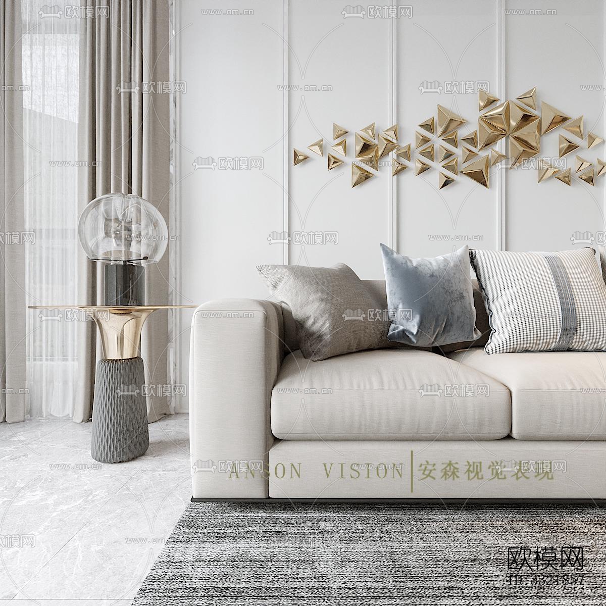 现代客厅效果图下载（渲染图4）