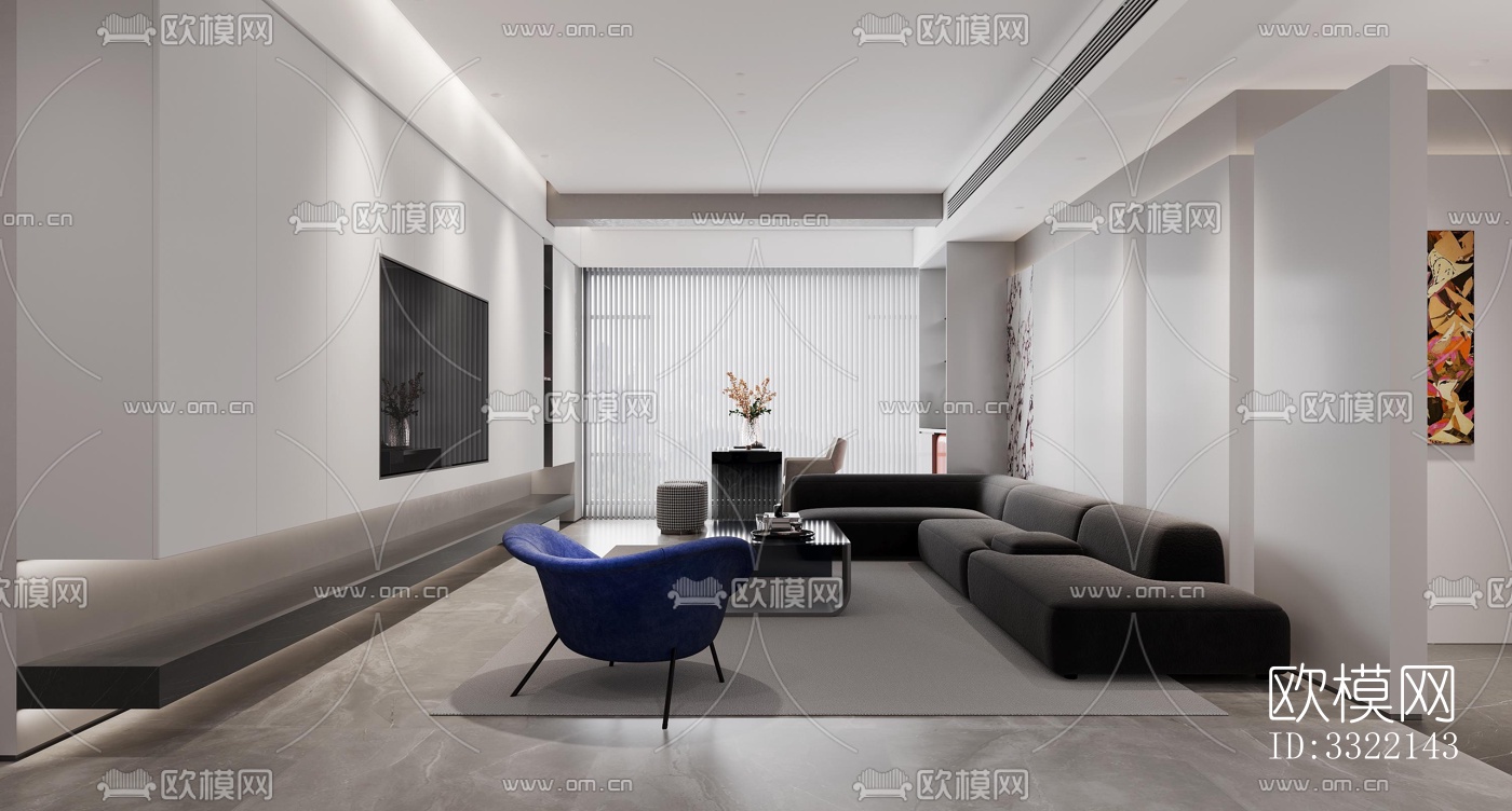 现代客厅效果图下载（渲染图3）