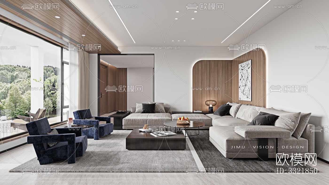 现代客厅效果图下载（渲染图1）