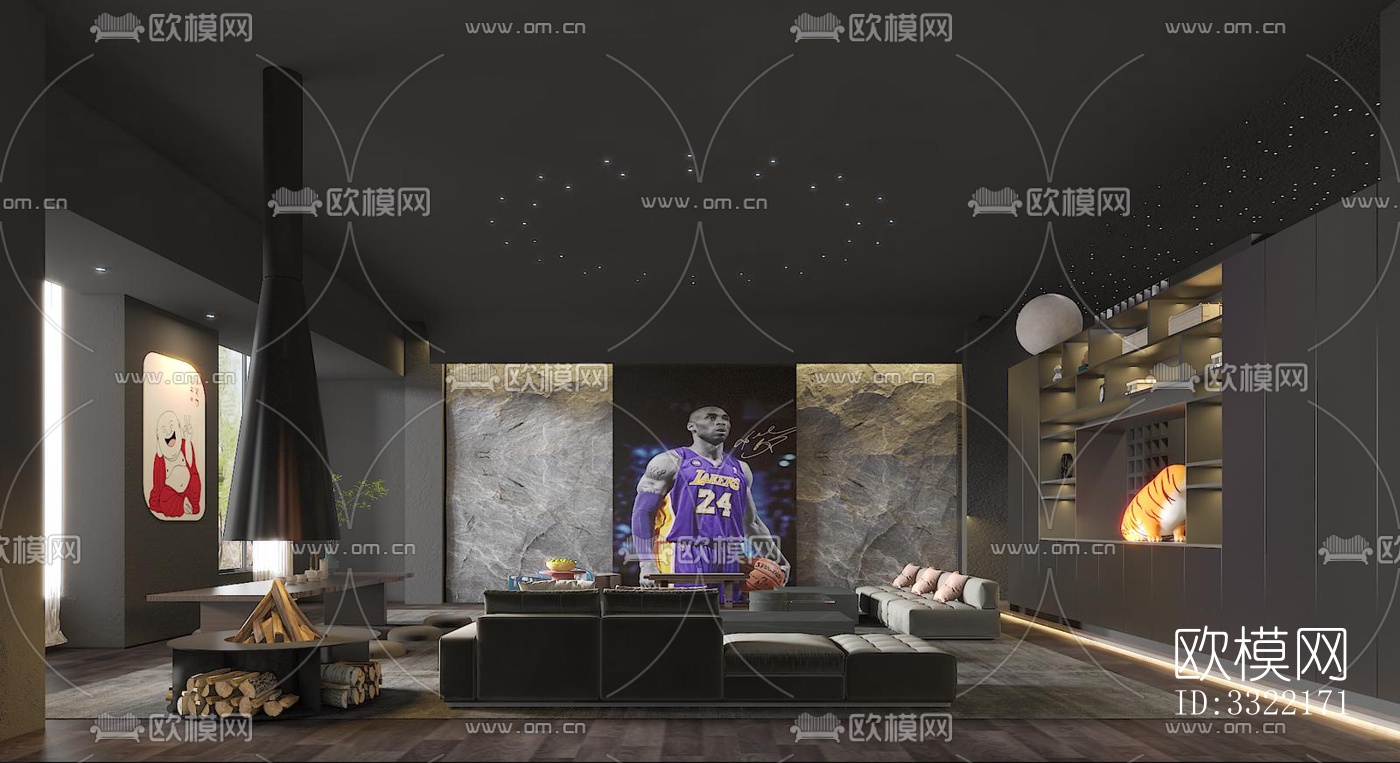 现代客厅效果图下载（渲染图2）