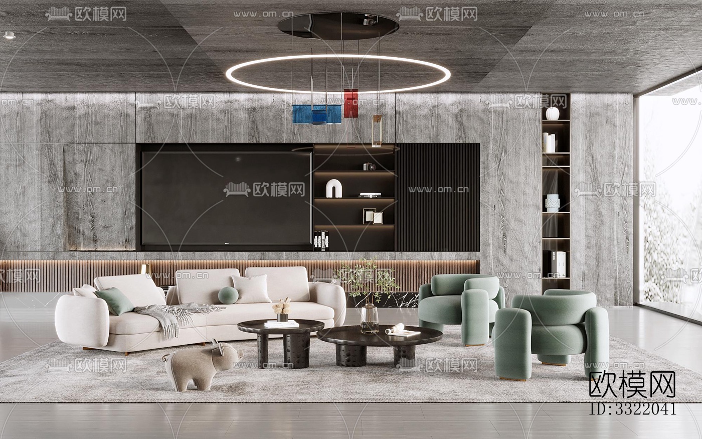 现代客厅效果图下载（渲染图3）