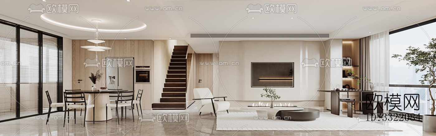 现代客厅效果图下载（渲染图3）