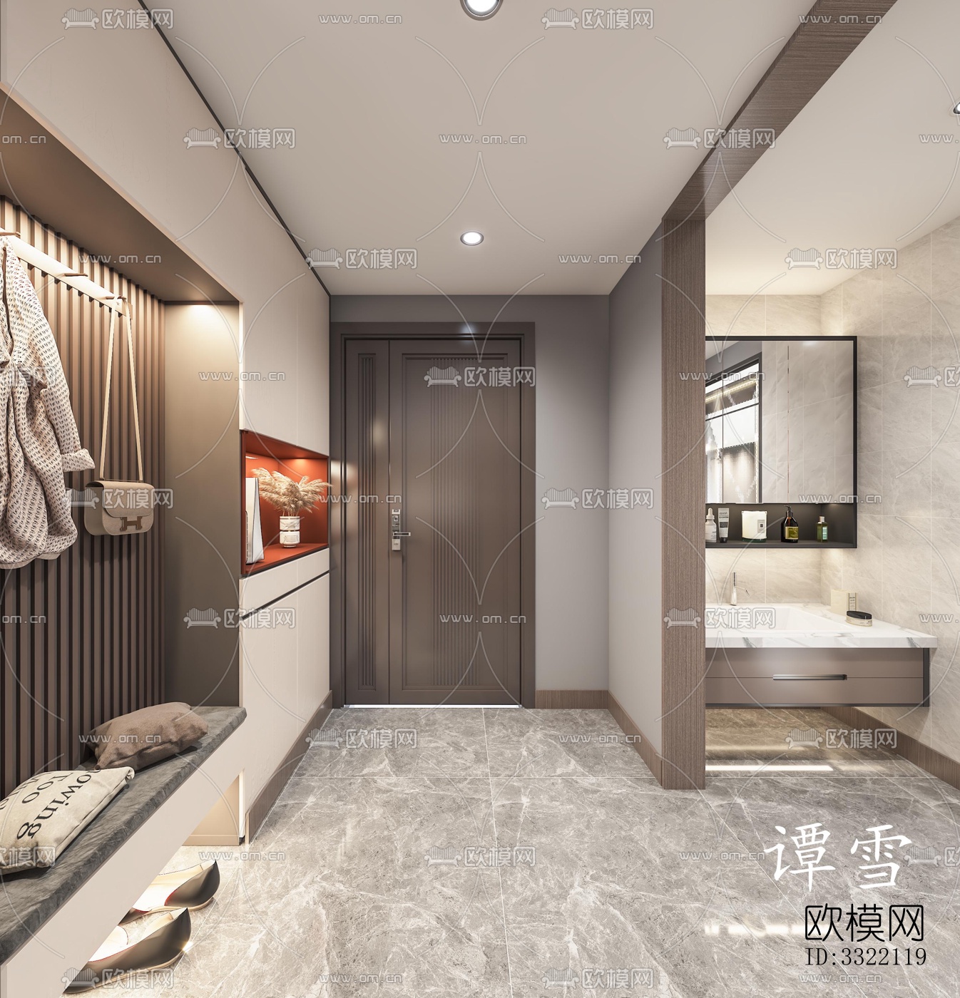 现代客厅效果图下载（渲染图3）