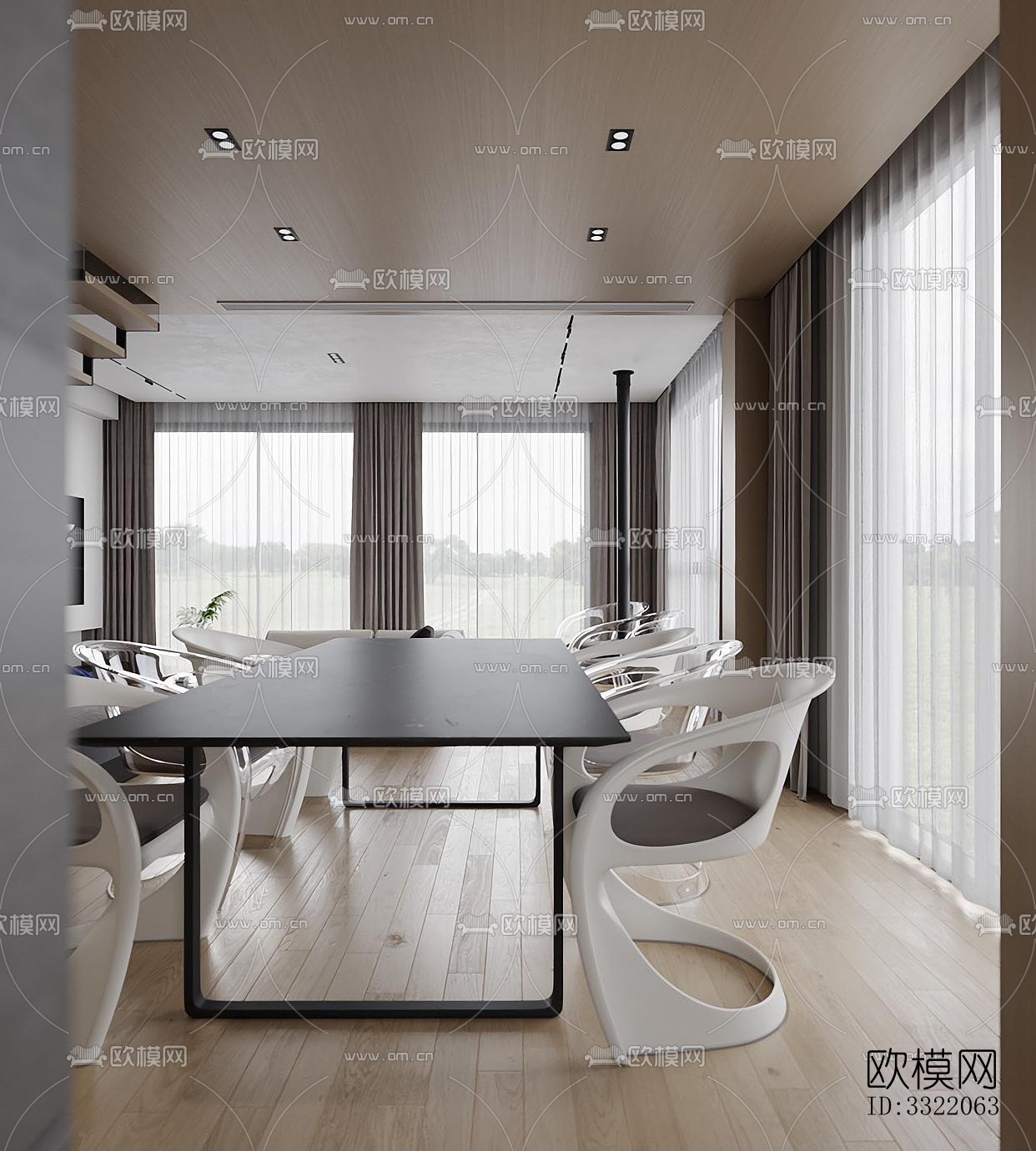 现代客厅效果图下载（渲染图8）