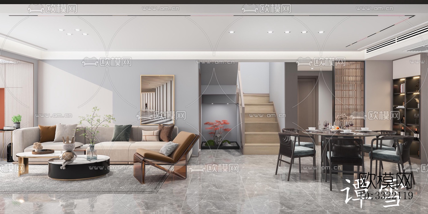 现代客厅效果图下载（渲染图2）