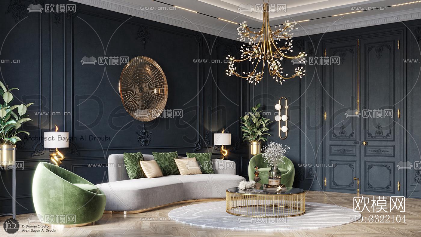 现代客厅效果图下载（渲染图4）