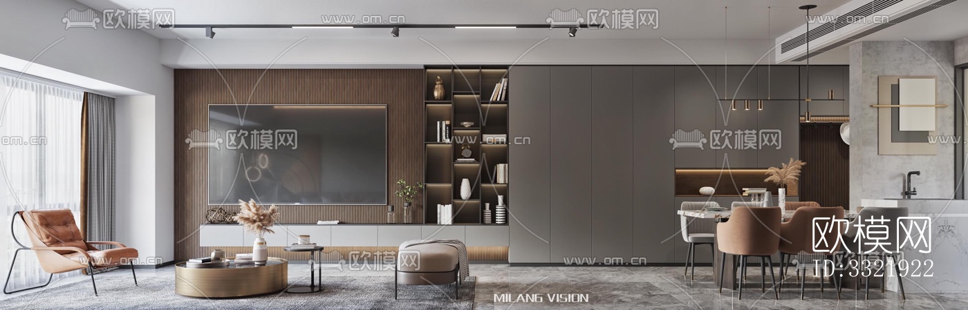 现代客厅效果图下载（渲染图2）