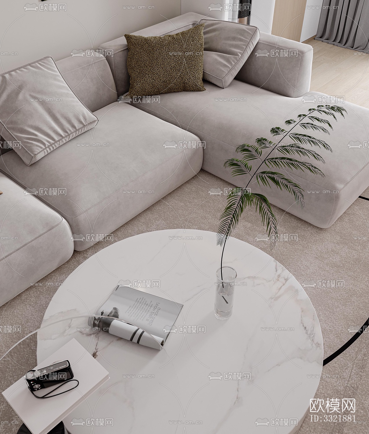 现代客厅效果图下载（渲染图8）