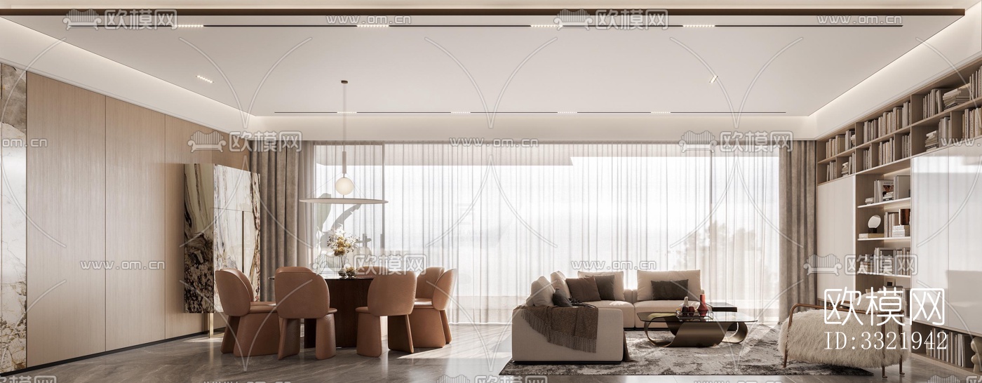 现代客厅效果图下载（渲染图2）