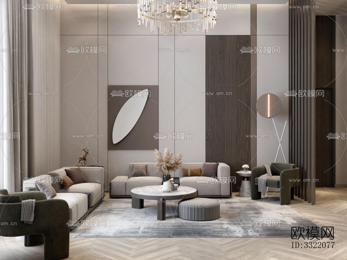 现代客厅效果图下载（渲染图1）