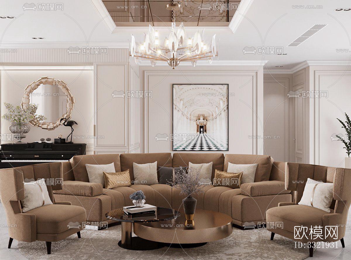 现代客厅效果图下载（渲染图2）