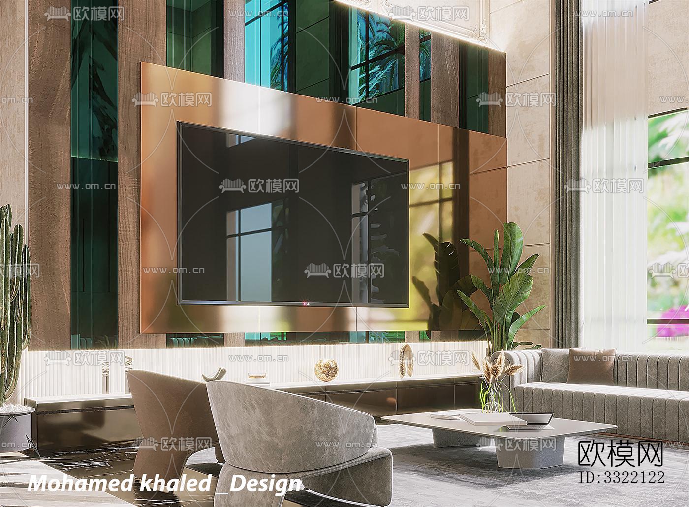 现代客厅效果图下载（渲染图7）