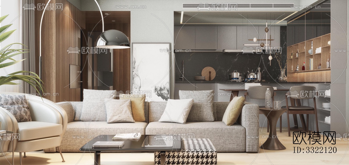 现代客厅效果图下载（渲染图5）