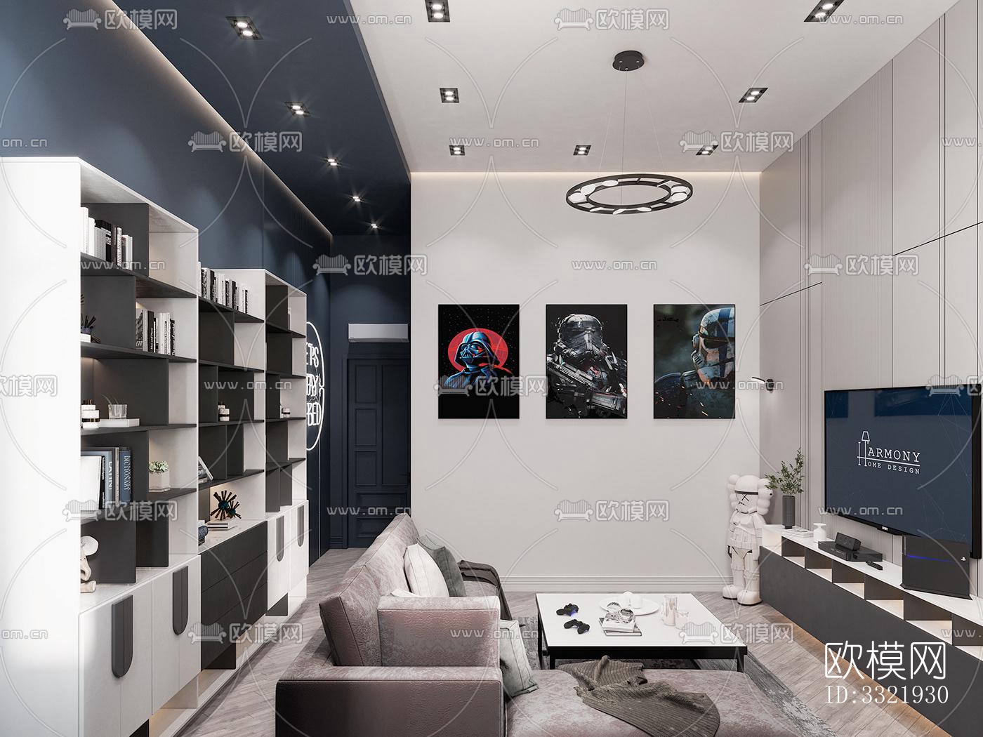 现代客厅效果图下载（渲染图6）