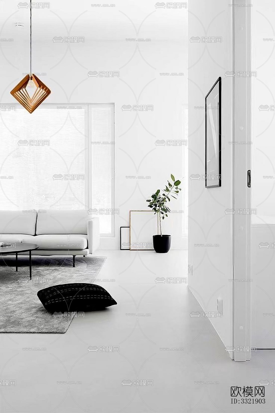 现代客厅效果图下载（渲染图4）