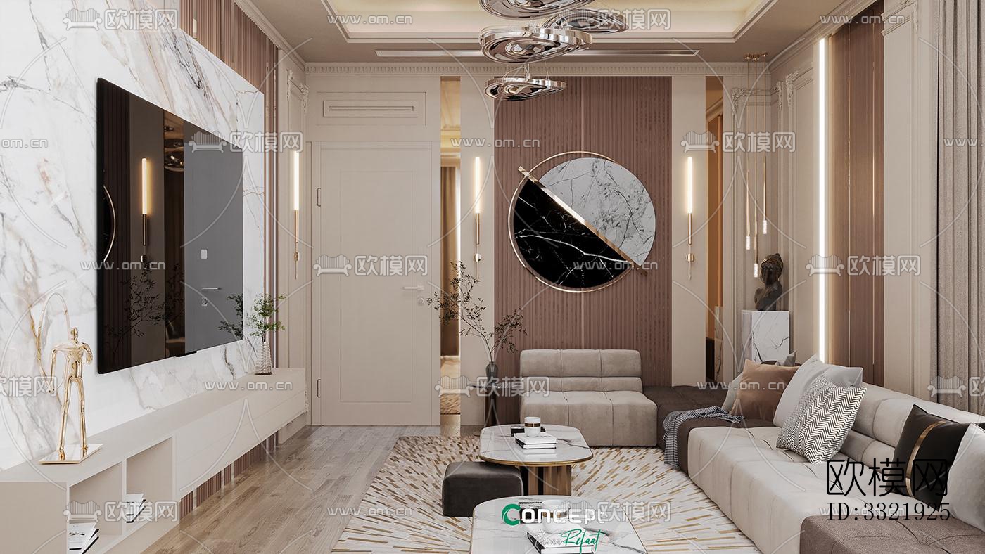 现代客厅效果图下载（渲染图4）