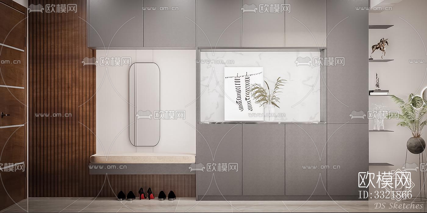 现代客厅效果图下载（渲染图4）