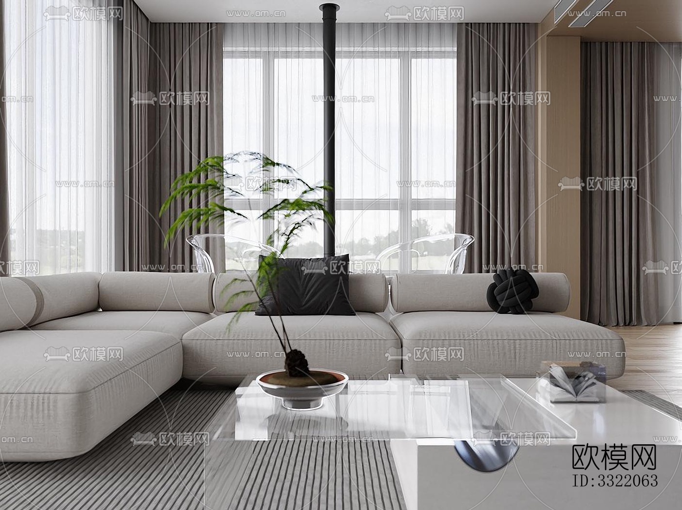 现代客厅效果图下载（渲染图7）