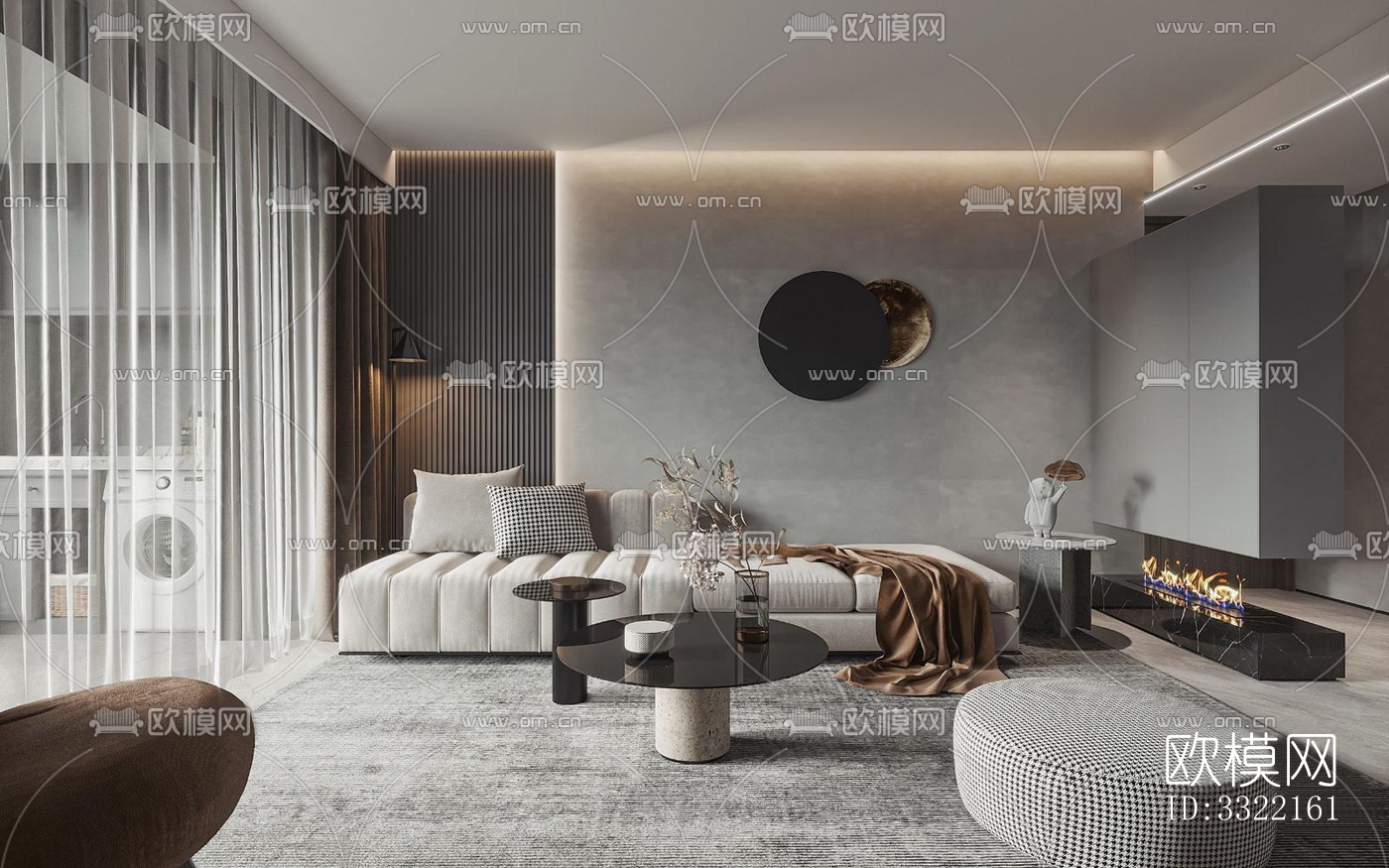 现代客厅效果图下载（渲染图1）