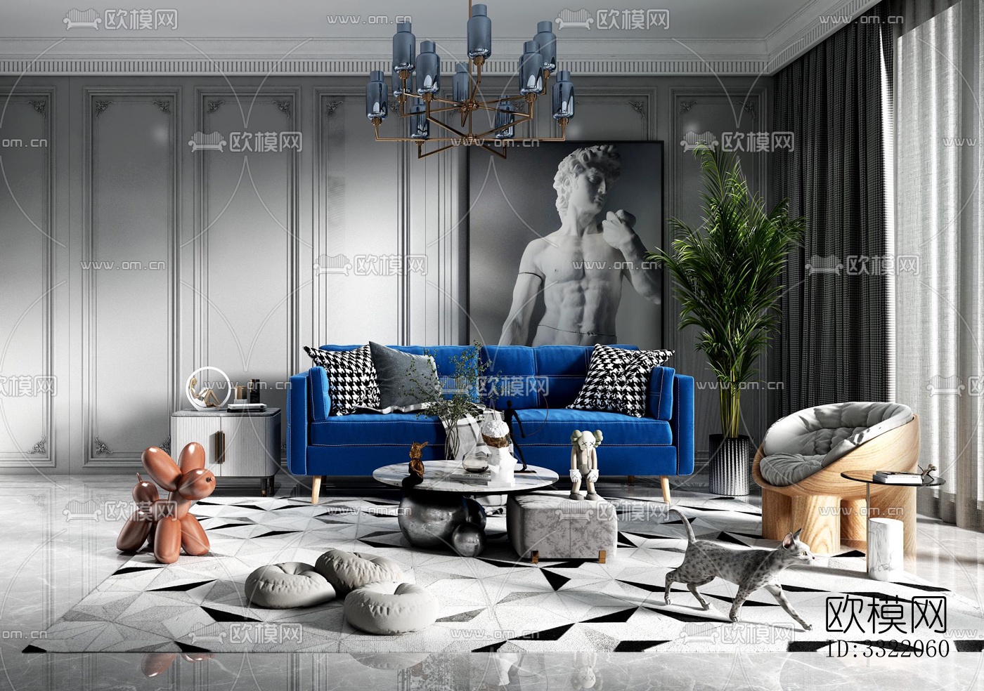 现代客厅效果图下载（渲染图11）