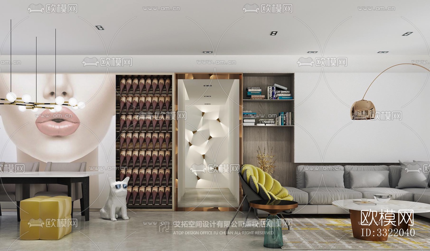 现代客厅效果图下载（渲染图3）