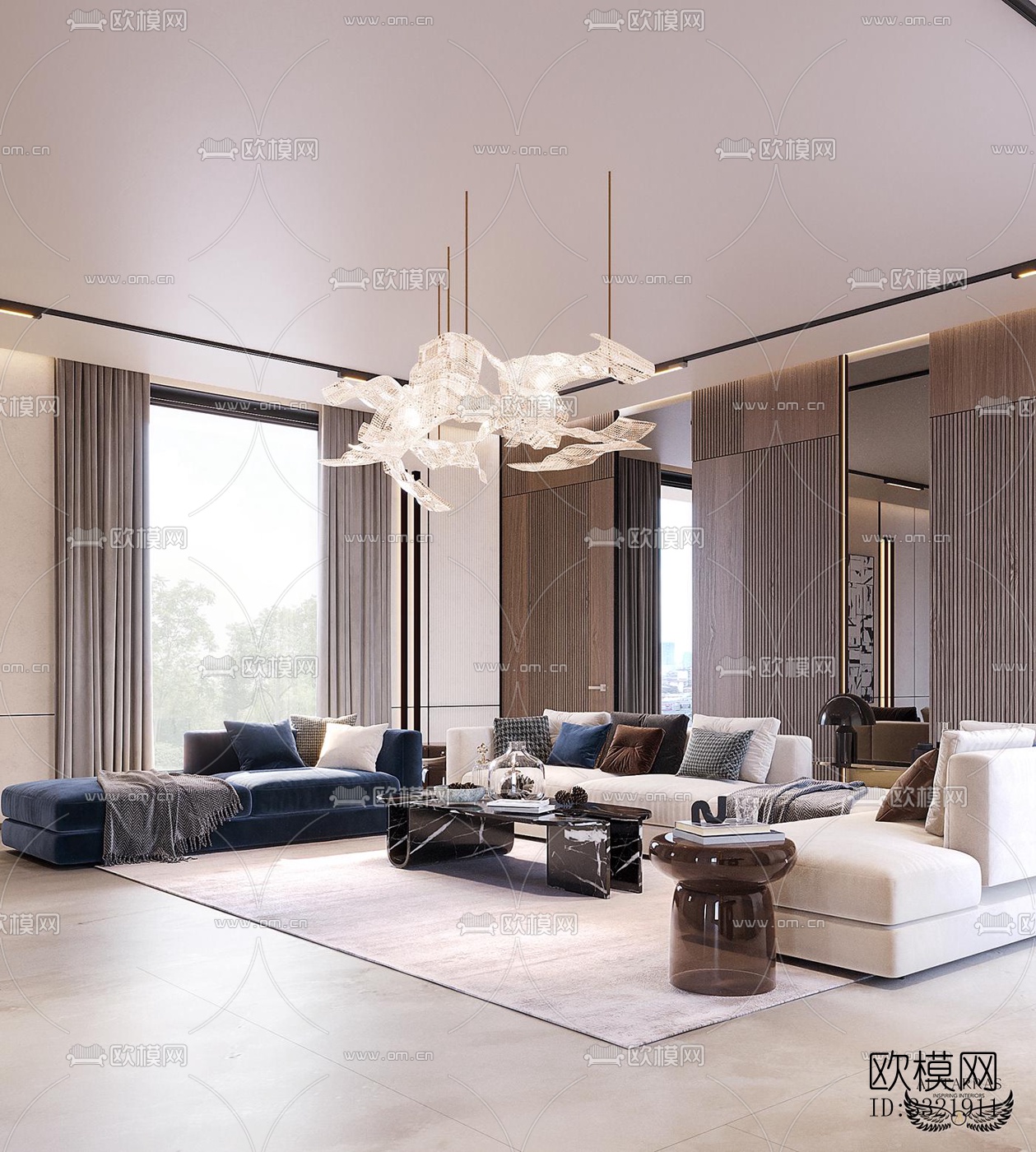 现代客厅效果图下载（渲染图5）