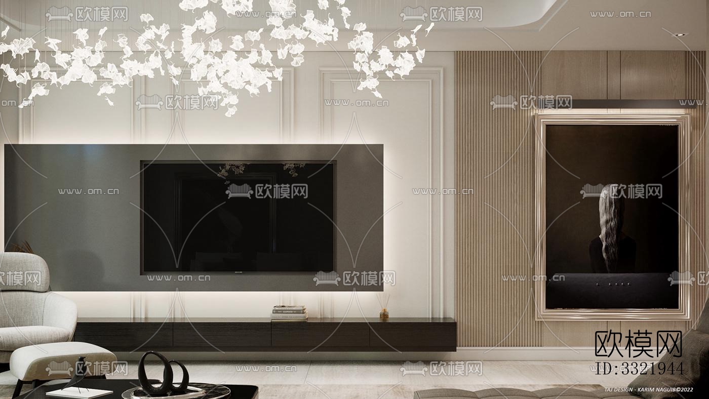 现代客厅效果图下载（渲染图4）