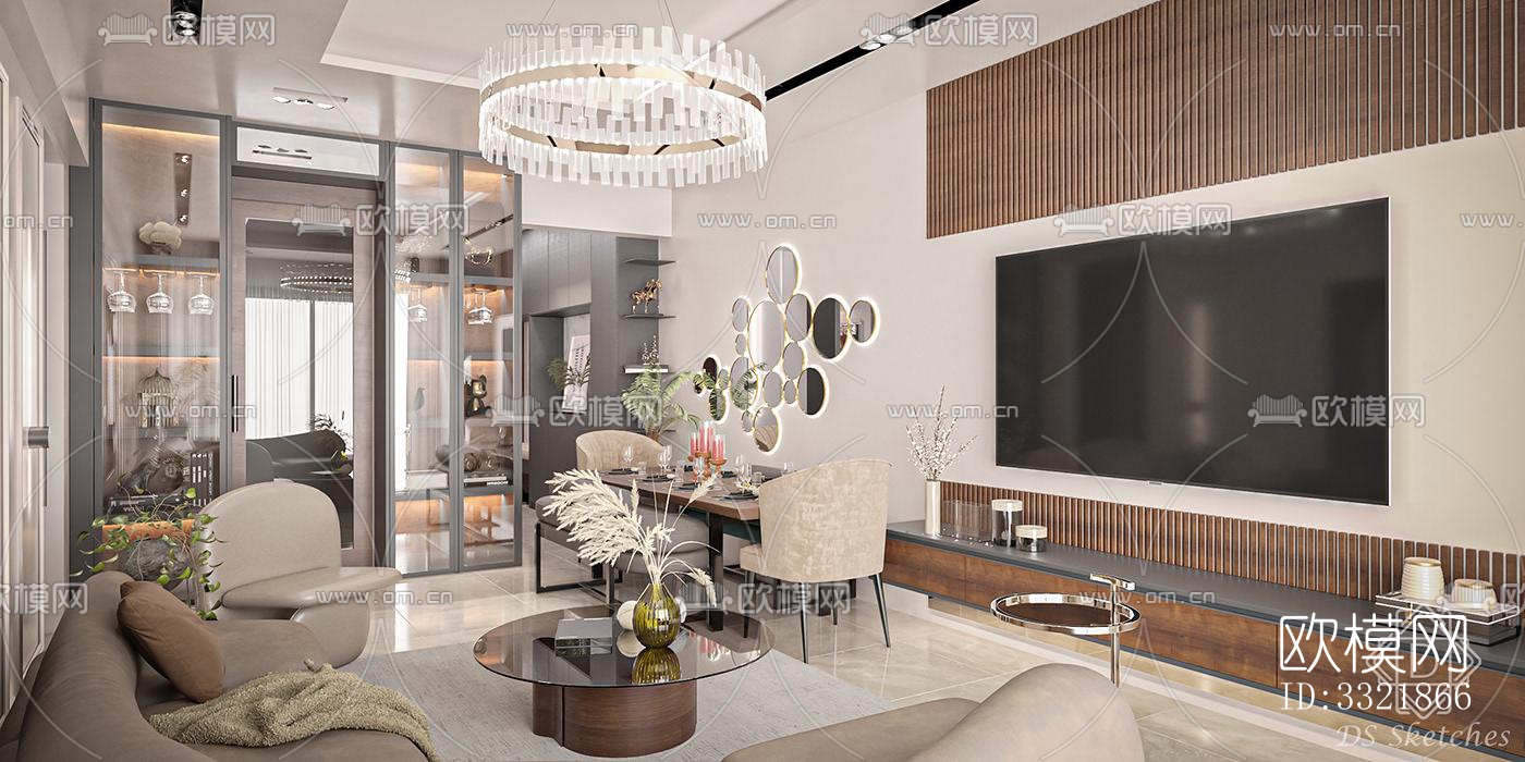 现代客厅效果图下载（渲染图7）